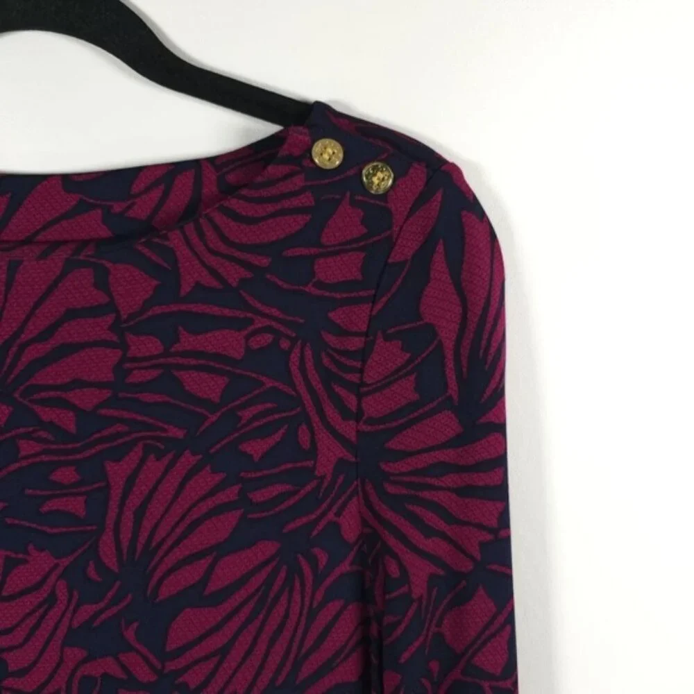 NWT TORY BURCH ETTA DRESS TORY NAVY AZOLLA COMBO A/988 Floral Print LS‎ SMALL
